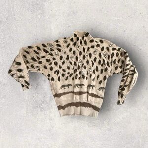 Vintage Petite SML Sweater Small Pullover Sequins Panther Cat Size Small